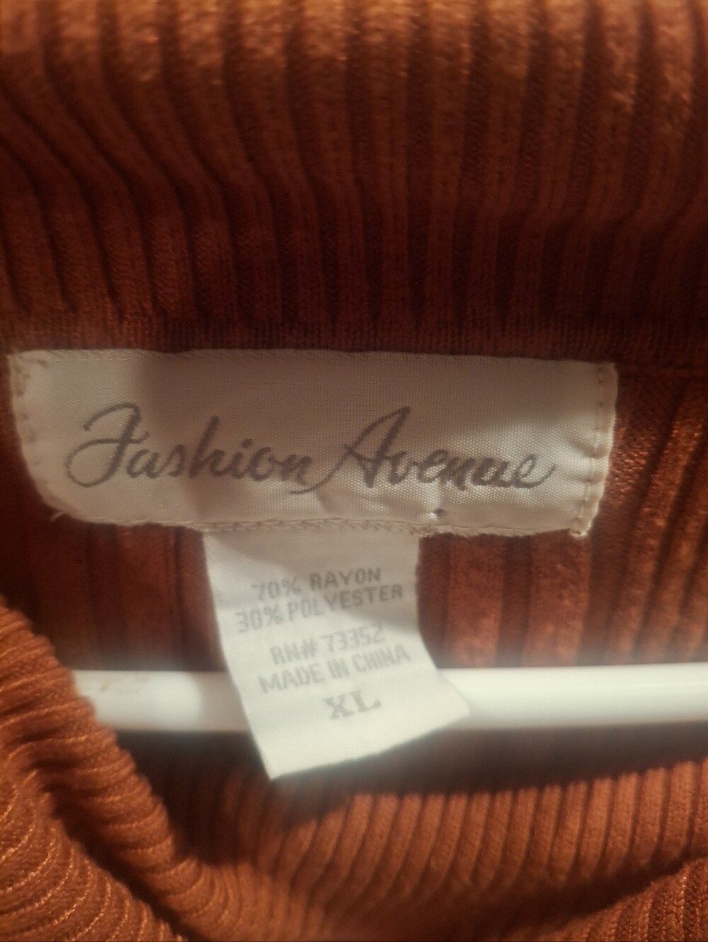 Button-Detail Ribbed Cowl Sweater in Rust - Picture 2 of 3
